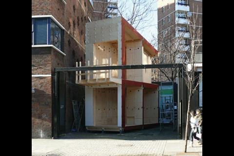 The prototype Digital House was erected at the Architecture Foundation’s gallery in four days. It now awaits cladding